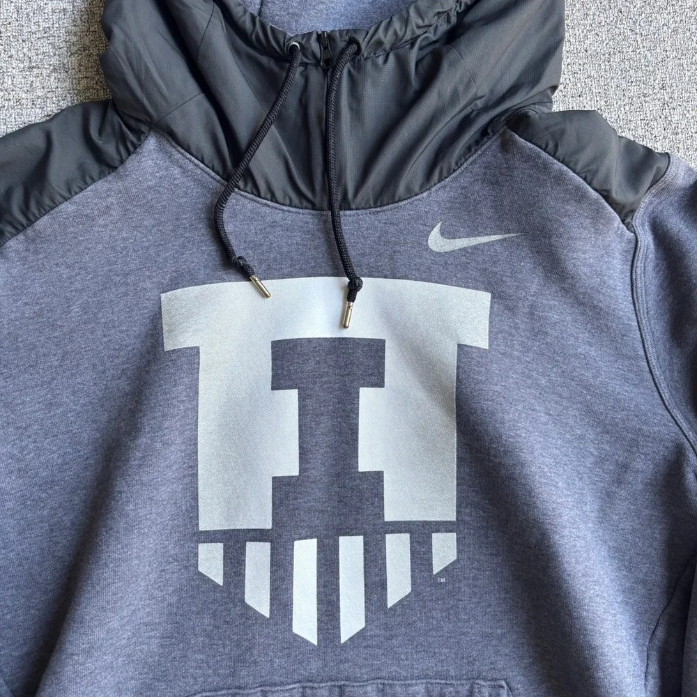 Illinois Nike Hoodie Mens Large Gray Shield Hybrid Tech Fleece Sportswear
